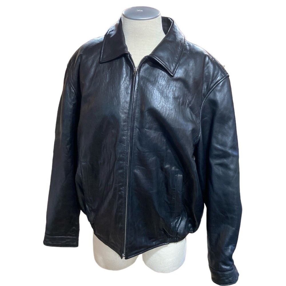 Preswick and Moore Men's Leather Jacket XL Black Classic Fit